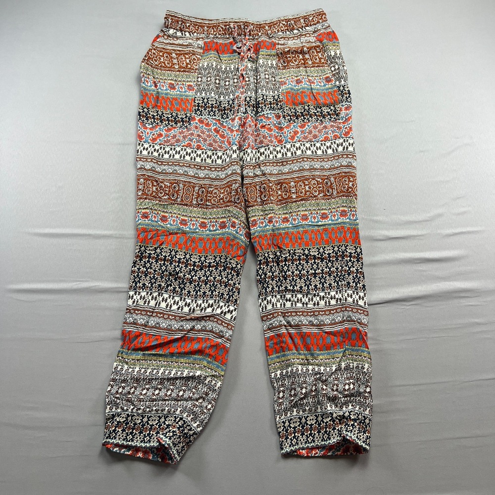 Lilka Anthropologie Pants Womens Small Multi Geometric Mid Rise Drawstring Waist
